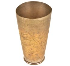 Jai Hind Engraved Floral Brass Tall Lassi Glass