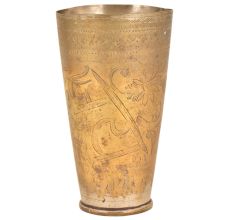 Jai Hind Engraved Floral Brass Tall Lassi Glass