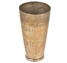 Old Brass Lassi Glass Etched With An Array Of Patterns