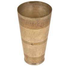 Handmade Brass Unique Etched Punjanbi Lassi Glass