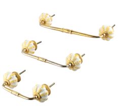 Yellow Leaf Melon Ceramic Bridge Handles