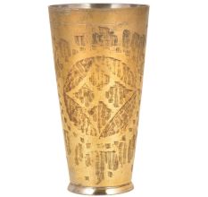 Handcrafted Brass lassi Glass With Abstract Diamond Design