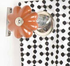 Ceramic Big Flower ShapedÂ Orange Curtain Rod Finial