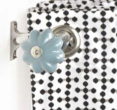 Ceramic Big Flower ShapedÂ Sky Blue Curtain Rod Finial