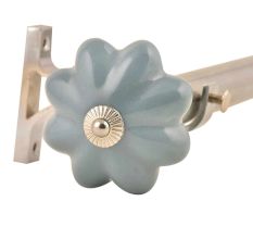 Ceramic Big Flower ShapedÂ Sky Blue Curtain Rod Finial