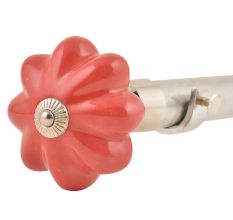 Ceramic Big Flower ShapedÂ  Red Curtain Rod Finial