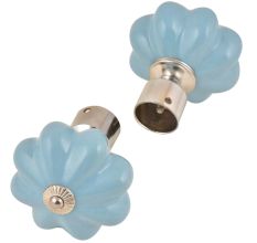 Ceramic Big Flower ShapedÂ  Blue Curtain Rod Finial