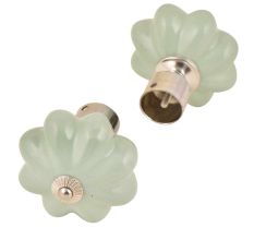 Ceramic Big Flower ShapedÂ  Pale Green Curtain Rod Finial