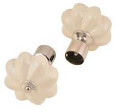 Ceramic Big Flower Shaped White Curtain Rod Finial