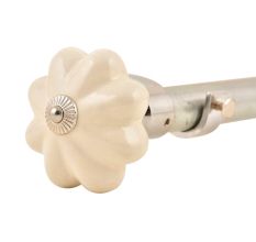 Ceramic Big Flower Shaped White Curtain Rod Finial