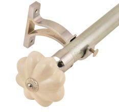 Ceramic Big Flower Shaped White Curtain Rod Finial