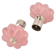 Ceramic Big Flower ShapedÂ  Pink Curtain Rod Finial