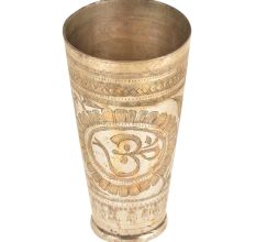 Om Engraved In Sunflower Brass Punjabi Lassi Glass