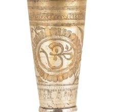 Om Engraved In Sunflower Brass Punjabi Lassi Glass