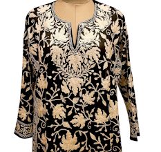 Embroidered Designer Black Color Long Kurti Fabric
