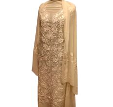 White Floral Dress Fabric Georgette With Matching Dupata