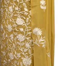 Mustard Floral Dress Fabric  Georgette With Matching Dupata