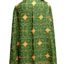 Handmade Dark Green Semi Pashmina Jaal Design Needle Work Shawl
