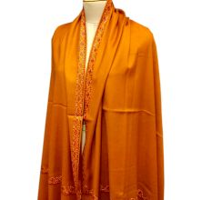 Handmade Semi Pashmina Border Embroidery  Design Needle Work Shawl