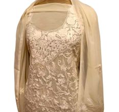 Creamy Delight Floral Dress Fabric Georgette With Matching Dupata