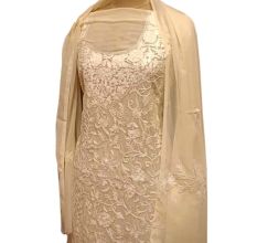 Creamy Delight Floral Dress Fabric Georgette With Matching Dupata