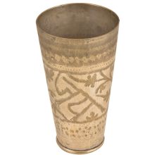 Jai Engraved Brass Tall Punjabi Lassi Glass