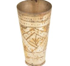 Old Brass Leaves Etched In Diamond Design Punjabi Lassi Glass