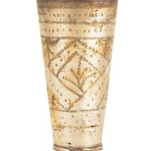 Old Brass Leaves Etched In Diamond Design Punjabi Lassi Glass