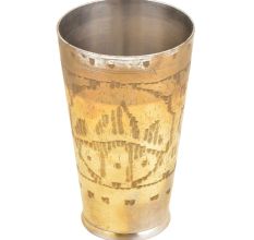 Old North Indian Lassi Cup Brass Crafted Engraved Lassi Glass