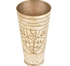 Leaves Etched Old Brass Traditional Brass Lassi Glass