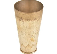 Vintage Brass Punjabi Lassi Glass with Leaves Etched And Branch