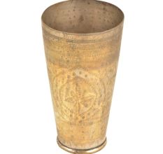 Faded Floral Design On Brass Tumbler Tall Lassi Glass