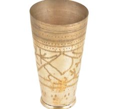 Jai Leaves Carved Old Brass Handmade Lassi Glass