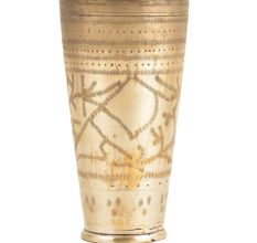 Jai Leaves Carved Old Brass Handmade Lassi Glass