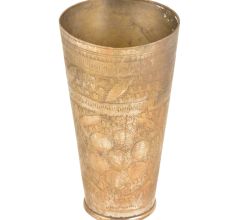 Circular Floral Pattern Brass Tall Punjabi Lassi Glass