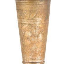Circular Floral Pattern Brass Tall Punjabi Lassi Glass