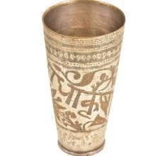 Traditional Radha Krishna Carved Brass Lassi Glass Or Tumbler