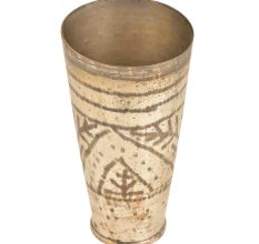 Old Used Leafy Design Brass Tall Punjabi Glaas Or Tumbler