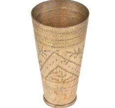 Owner Name Engraved Leaf Design Brass Punjabi Lassi Glass