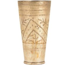 Owner Name Engraved Leaf Design Brass Punjabi Lassi Glass