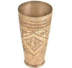Indian Vintage Design Carving Brass Lassi Glass