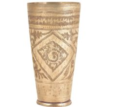 Indian Vintage Design Carving Brass Lassi Glass