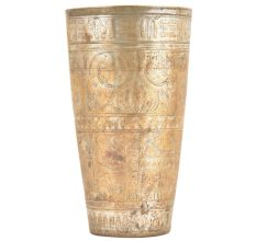 Hand Crafted Islamic Pattern Carved Brass Punjabi Lassi Glass