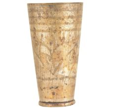 Old Faded Floral And Vines Design Brass North Indian Cup Or Glass