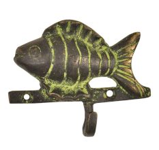 Brass Fish Wall Coat Hook With Patina