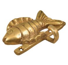 Golden Brass Fish Wall Coat Hook With Patina