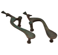 Elegant Brass Peacock Handles (set of 2)With Patina