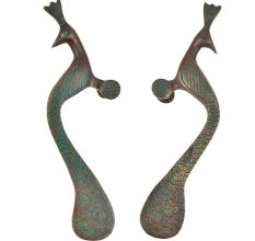 Elegant Brass Peacock Handles (set of 2)With Patina