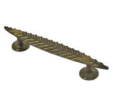 Handmade Brass Long Leaf Design Door Handle With Patina