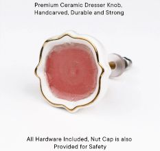 Pink Solid Gold Line Ceramic Dresser Knob Online